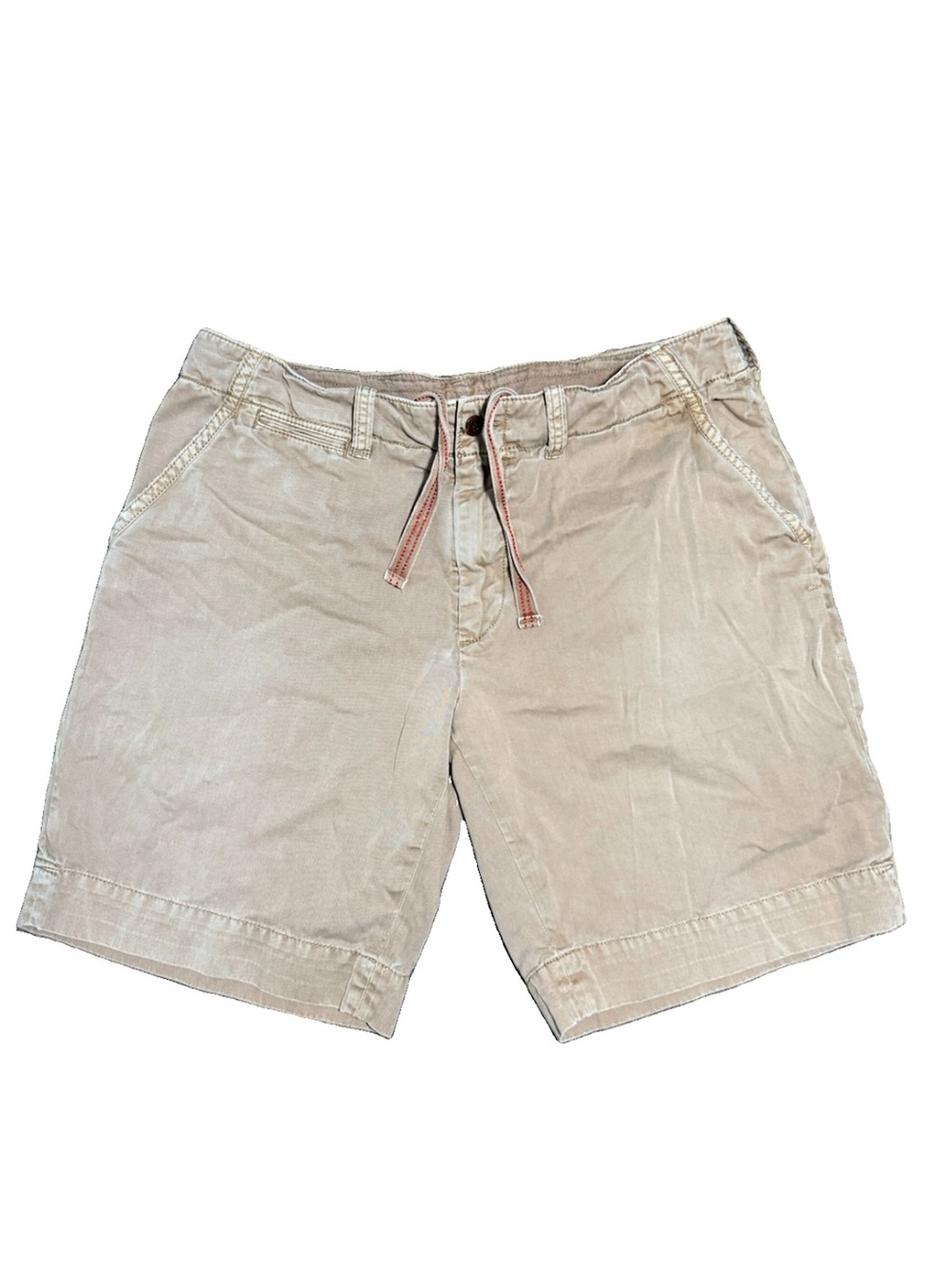 Polo Ralph Lauren Drawstring Canvas Flat Front Chino Shorts Mens 38 Beige Pony